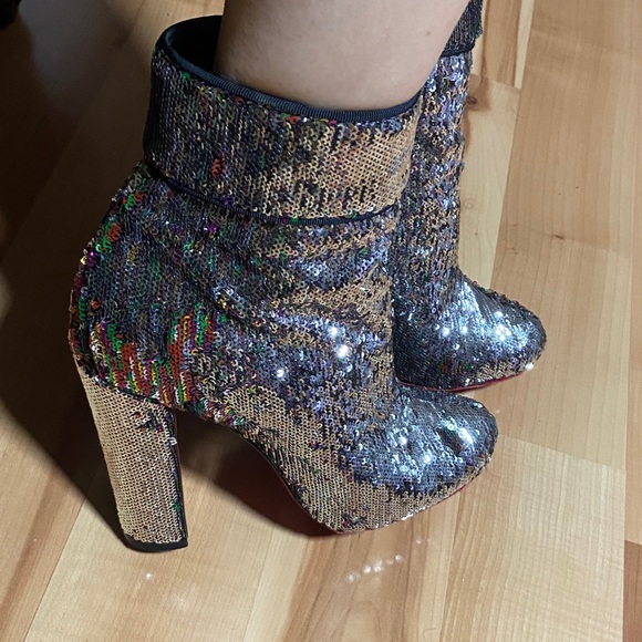 Christian Louboutin Shoes - Christian Louboutin Multicolor Sequin Heeled Boots